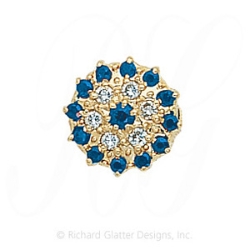 GS055 S/D/S - 14 Karat Gold Slide with Sapphire center and Diamond and Sapphire accents 